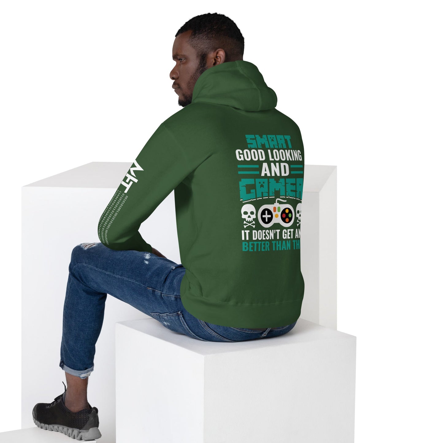 Smart Good Looking and Gamer; It Doesn't Get Any Better than this - Unisex Hoodie ( Back Print ) by DarkByteGear