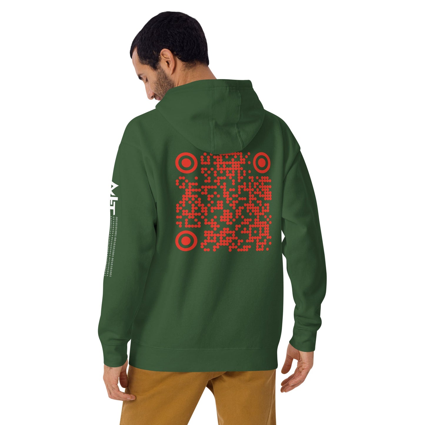 Who's the New Kid, Hacker, Developer, Gamer, Crypto King V1 (Red Cyber) - Unisex Hoodie Personalized QR Code by DarkByteGear