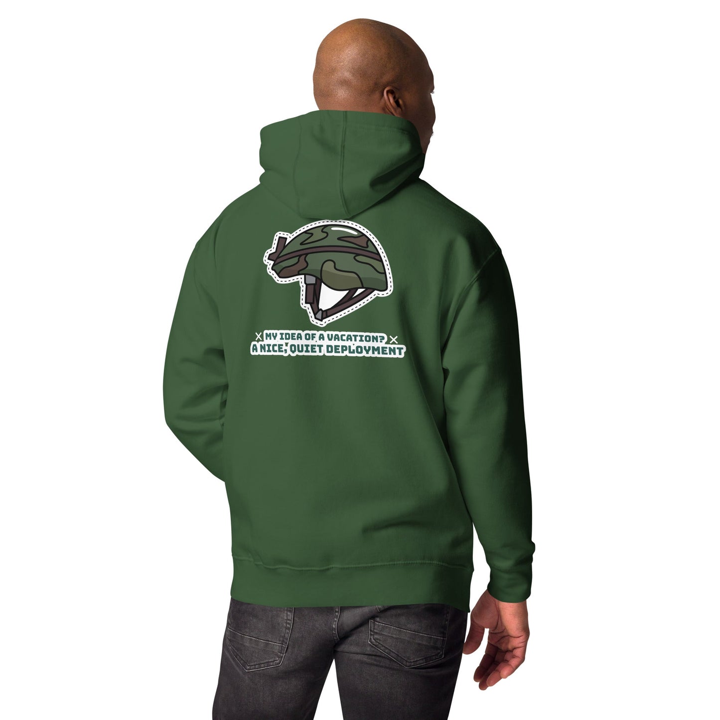 My idea of a vacation A nice, quiet deployment - Unisex Hoodie (back print) by DarkByteGear