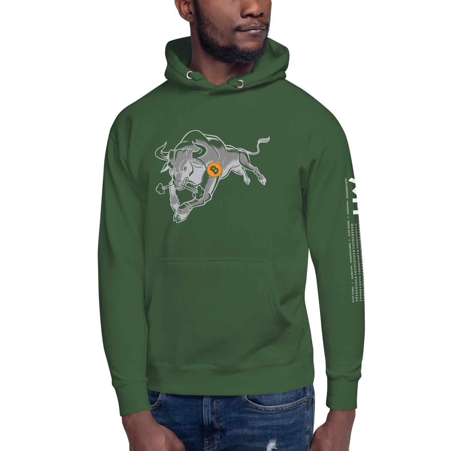 Strong Bitcoin Bull Unisex Hoodie by DarkByteGear