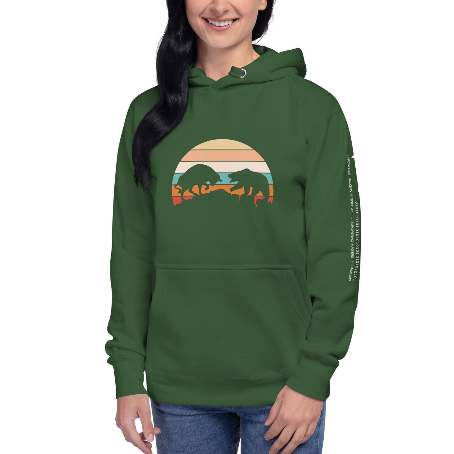 Bull Bear Fight in Sunset - Unisex Hoodie by DarkByteGear