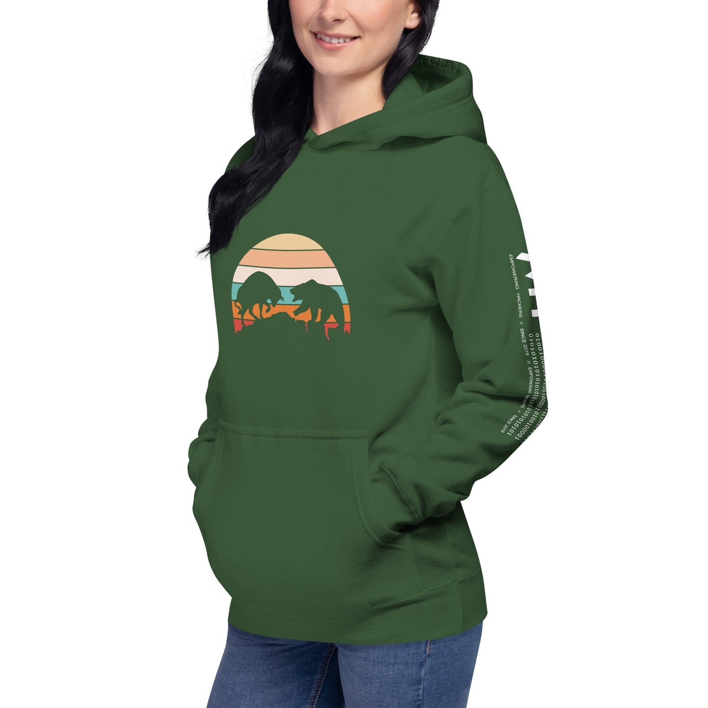 Bull Bear Fight in Sunset - Unisex Hoodie by DarkByteGear