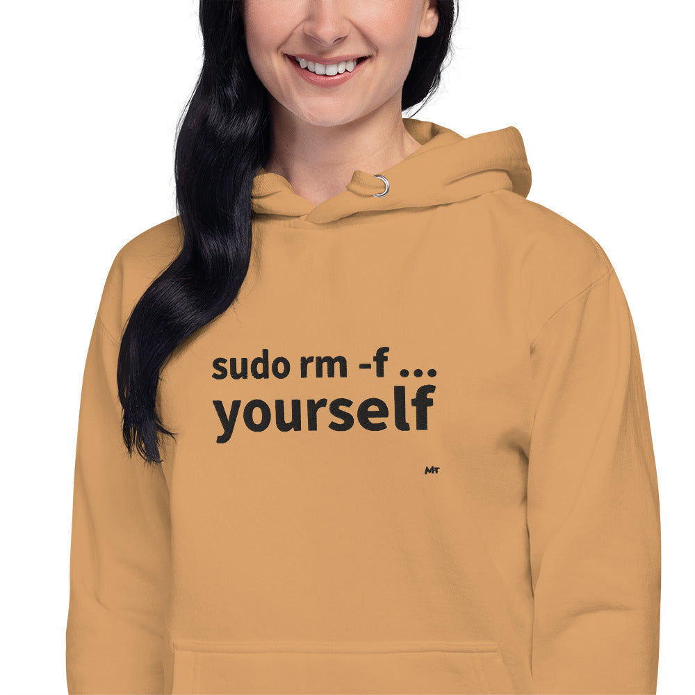 Sudo rm -f yourself - Unisex Hoodie (embroidered) by DarkByteGear