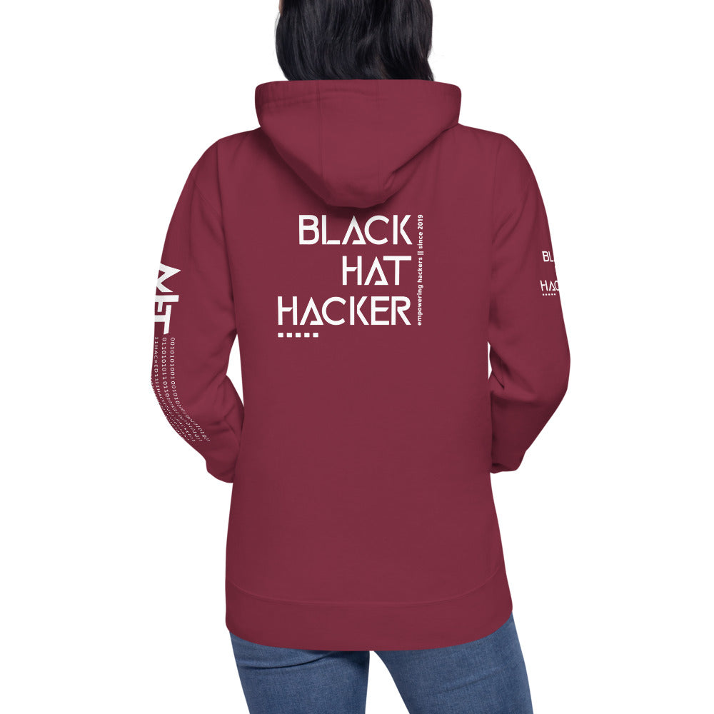 Black Hat Hacker - Unisex Hoodie (back print) by DarkByteGear