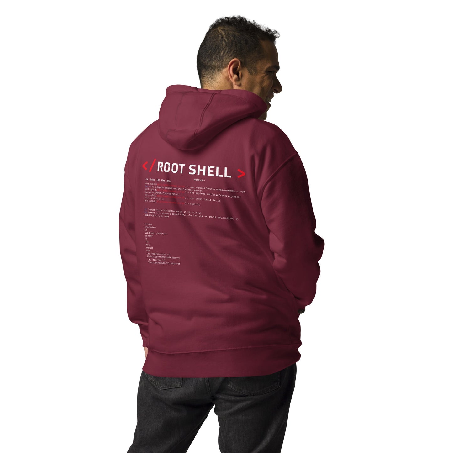 Root Shell - Unisex Hoodie ( Back Print ) by DarkByteGear