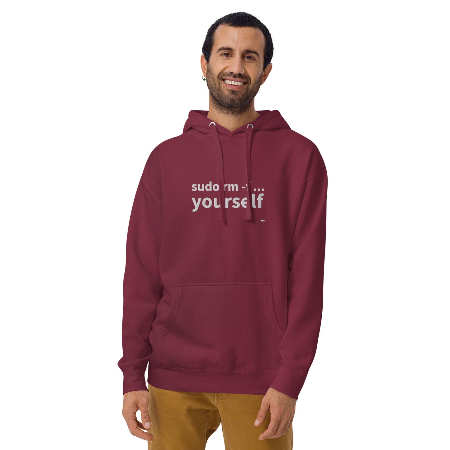 Sudo rm -f yourself - Unisex Hoodie (embroidered) by DarkByteGear
