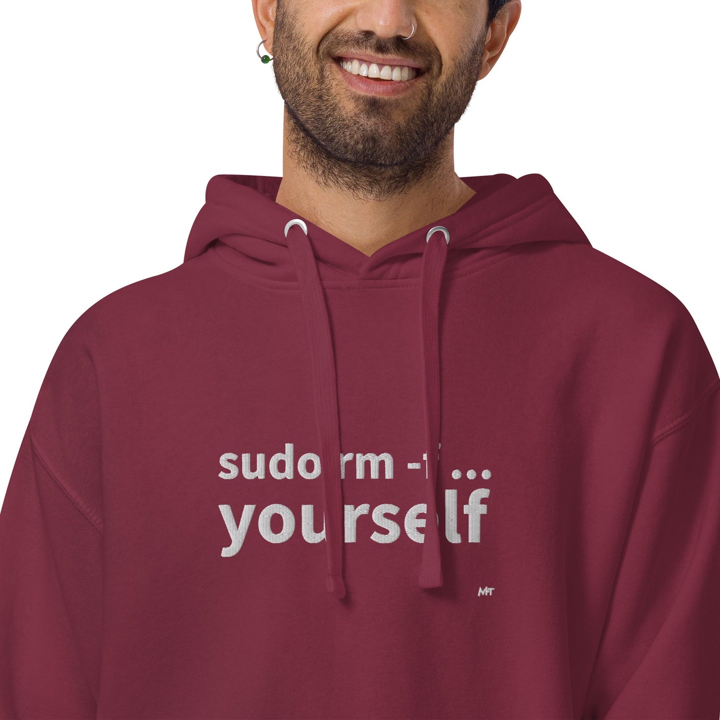 Sudo rm -f yourself - Unisex Hoodie (embroidered) by DarkByteGear
