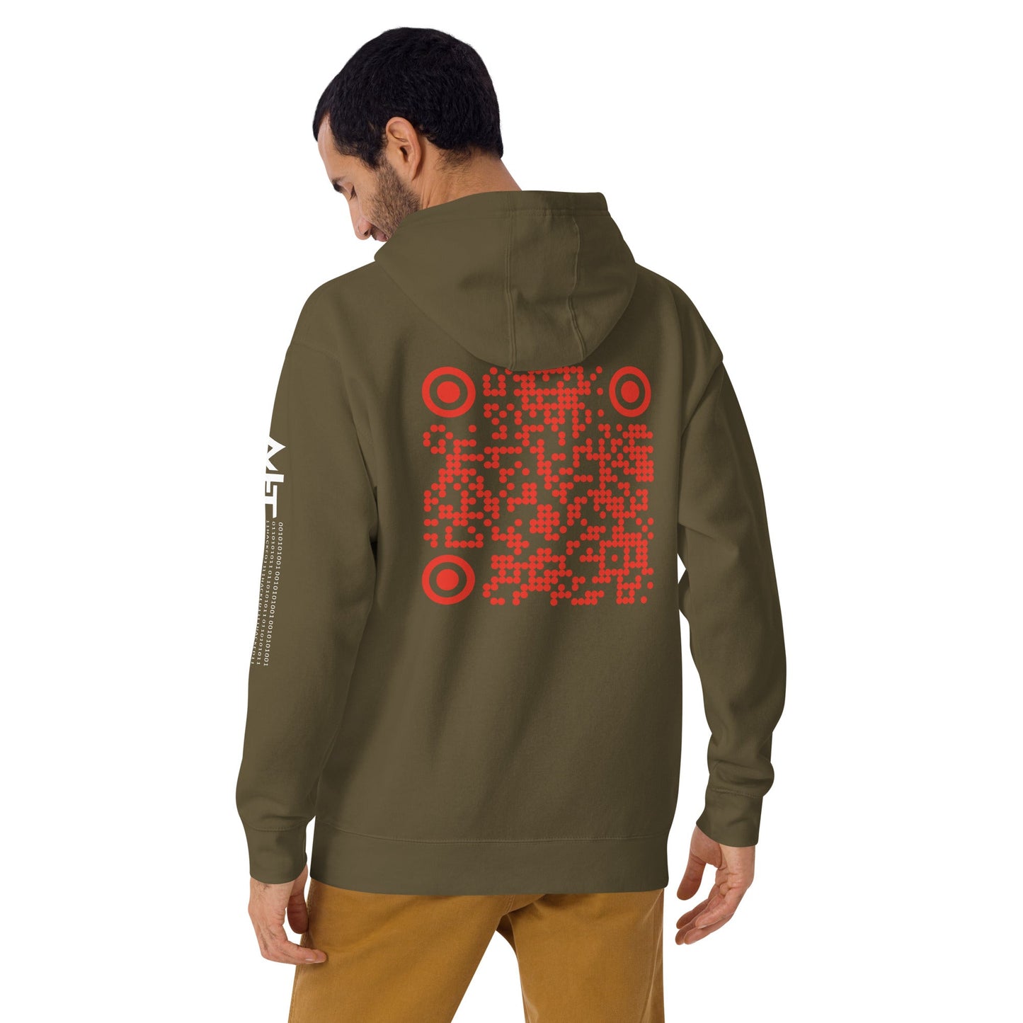 Who's the New Kid, Hacker, Developer, Gamer, Crypto King V1 (Red Cyber) - Unisex Hoodie Personalized QR Code by DarkByteGear