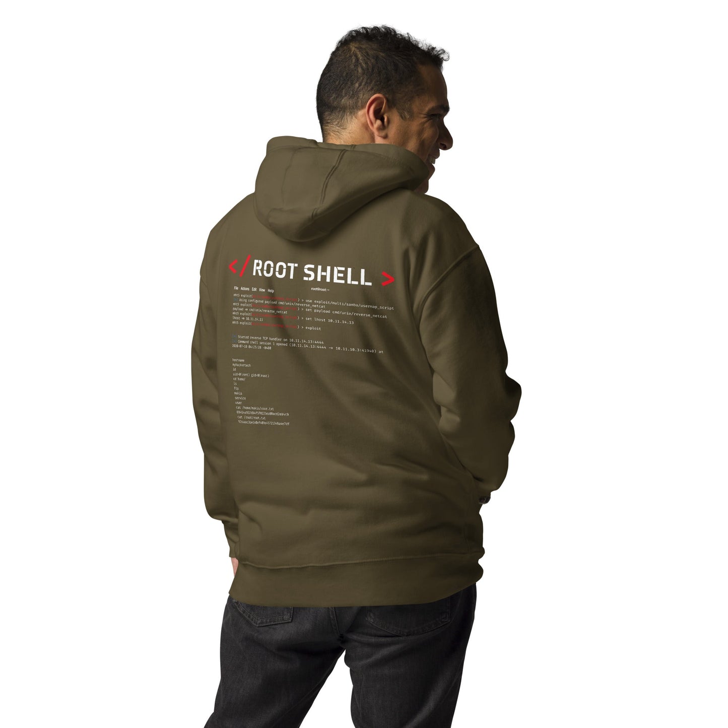 Root Shell - Unisex Hoodie ( Back Print ) by DarkByteGear