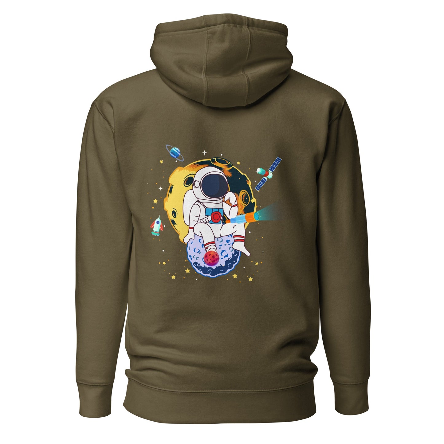 Astranaut catching stars - Unisex Hoodie ( Back Print ) by DarkByteGear