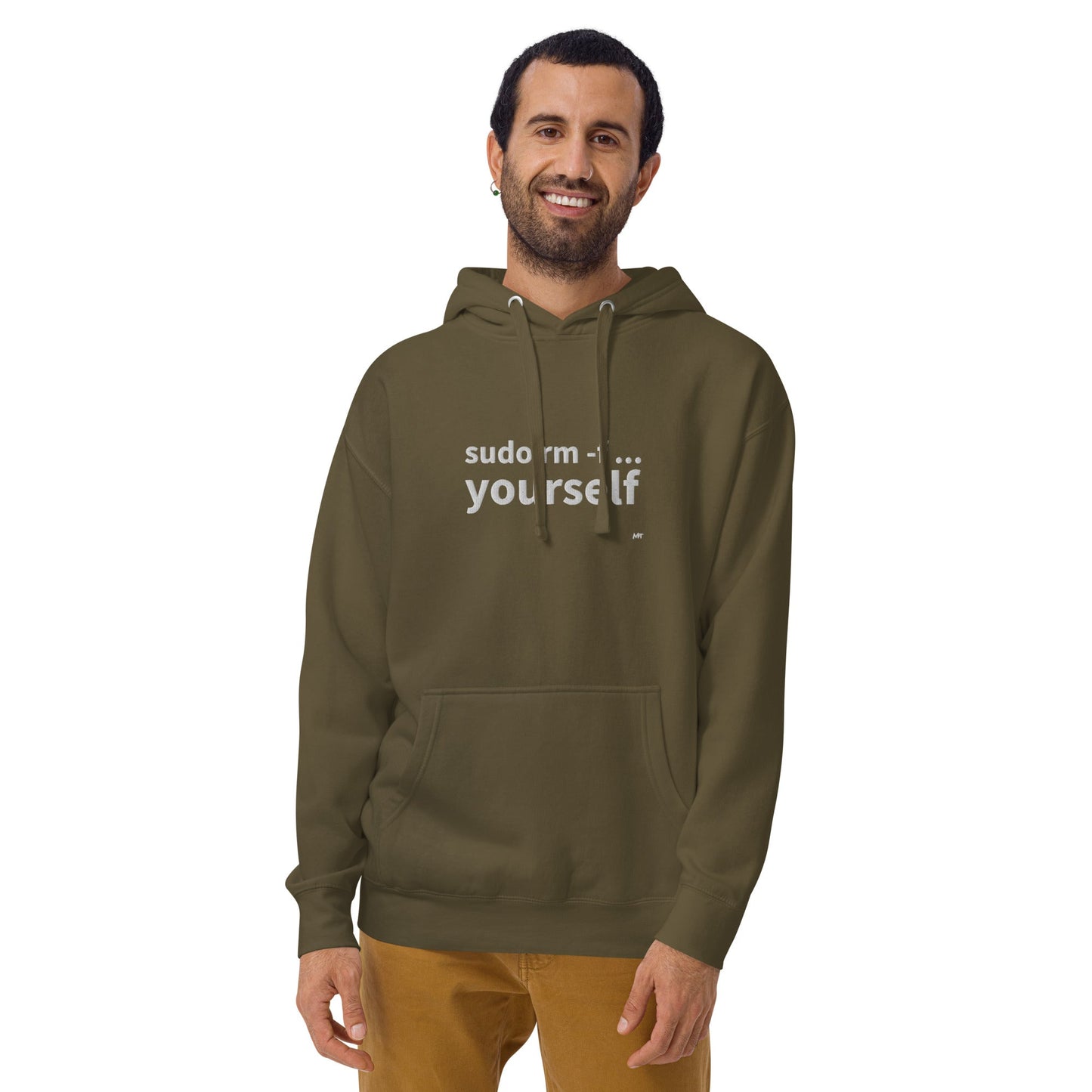 Sudo rm -f yourself - Unisex Hoodie (embroidered) by DarkByteGear