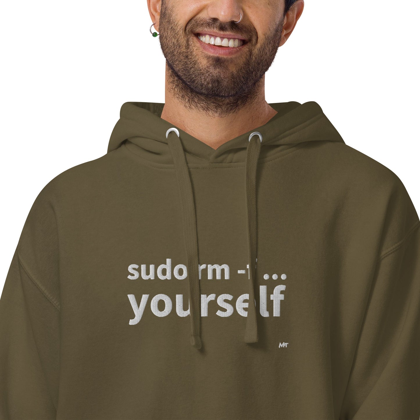 Sudo rm -f yourself - Unisex Hoodie (embroidered) by DarkByteGear
