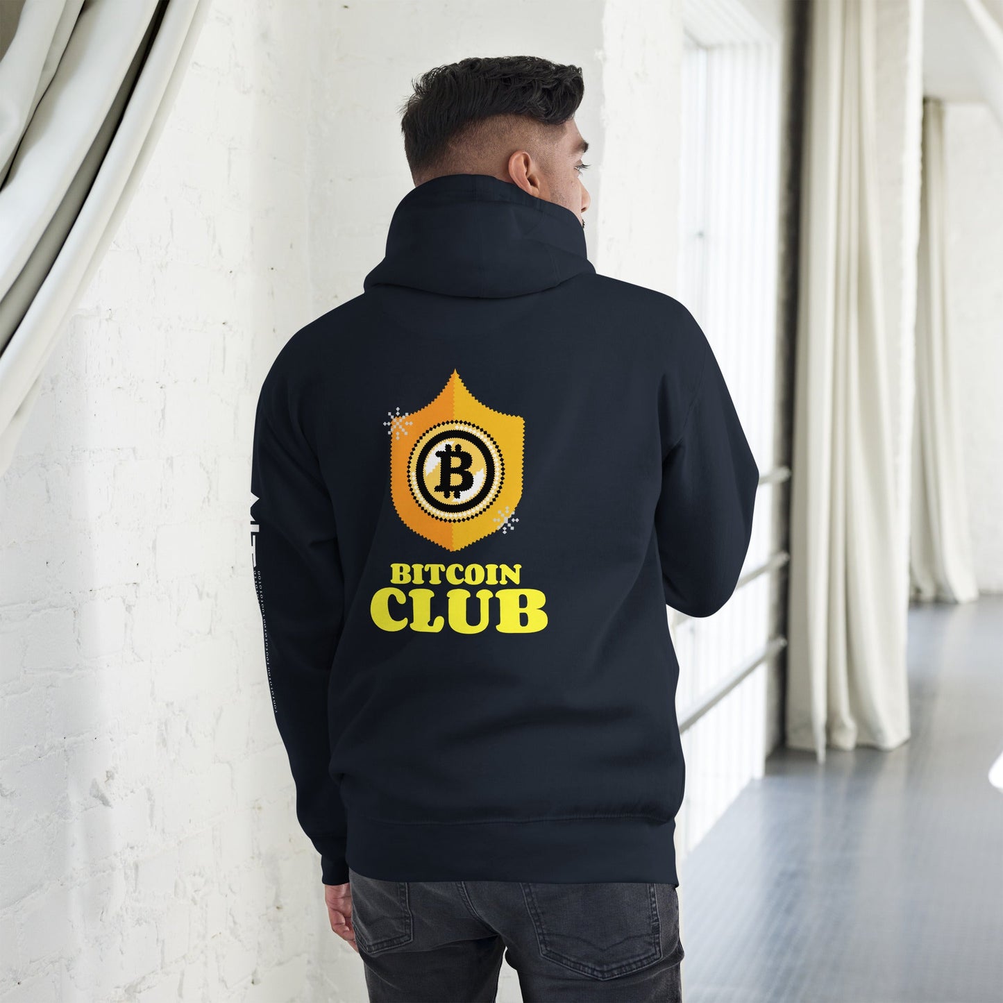 Bitcoin Club V2 Unisex Hoodie ( Back Print ) by DarkByteGear