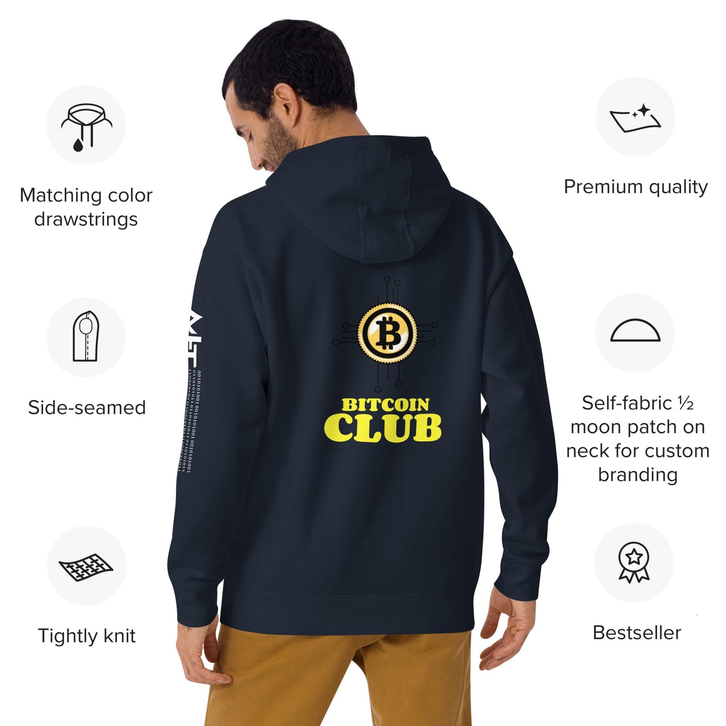 Bitcoin Club V6 - Unisex Hoodie ( Back Print ) by DarkByteGear
