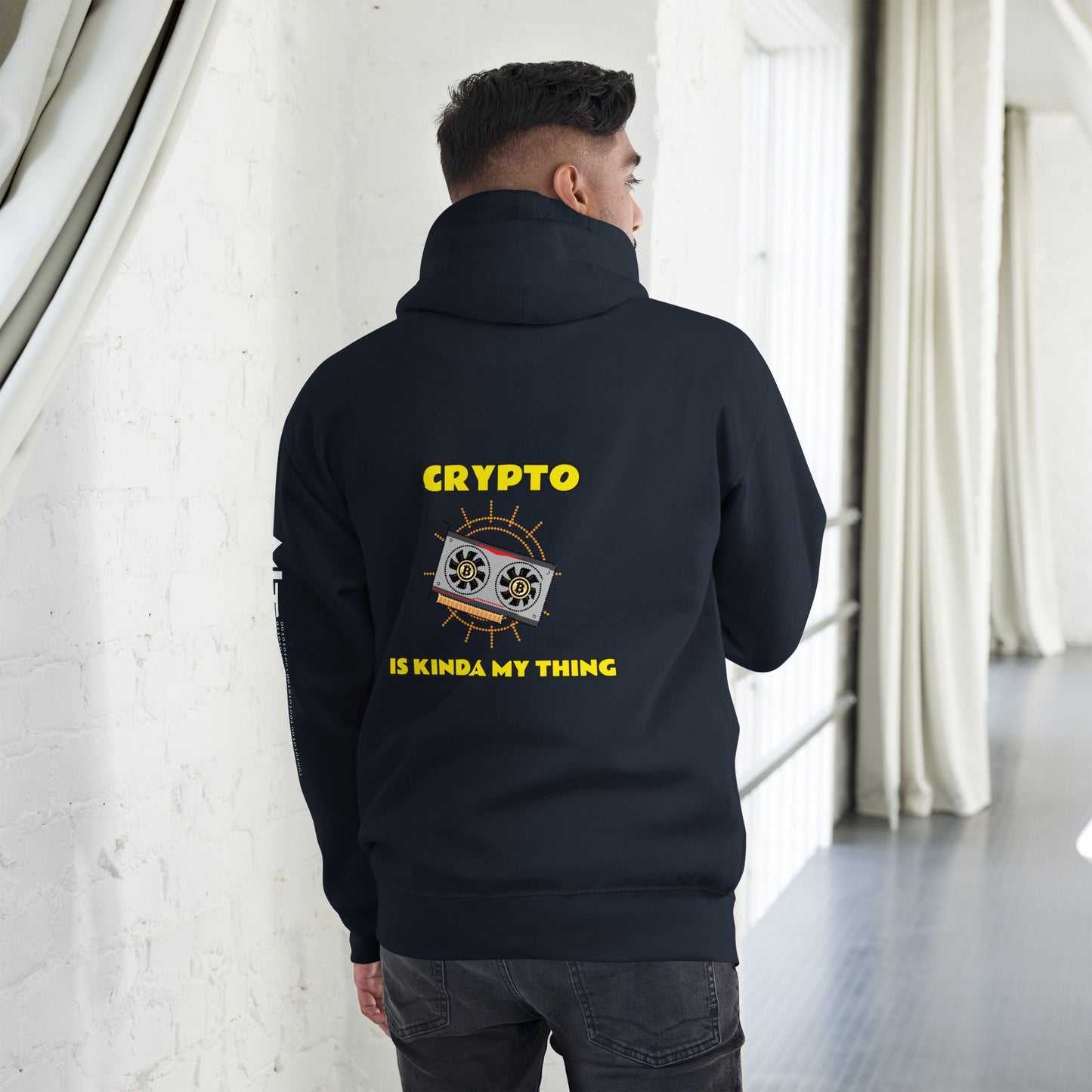Crypto is Kinda My Thing V3 Unisex Hoodie (Back Print) by DarkByteGear