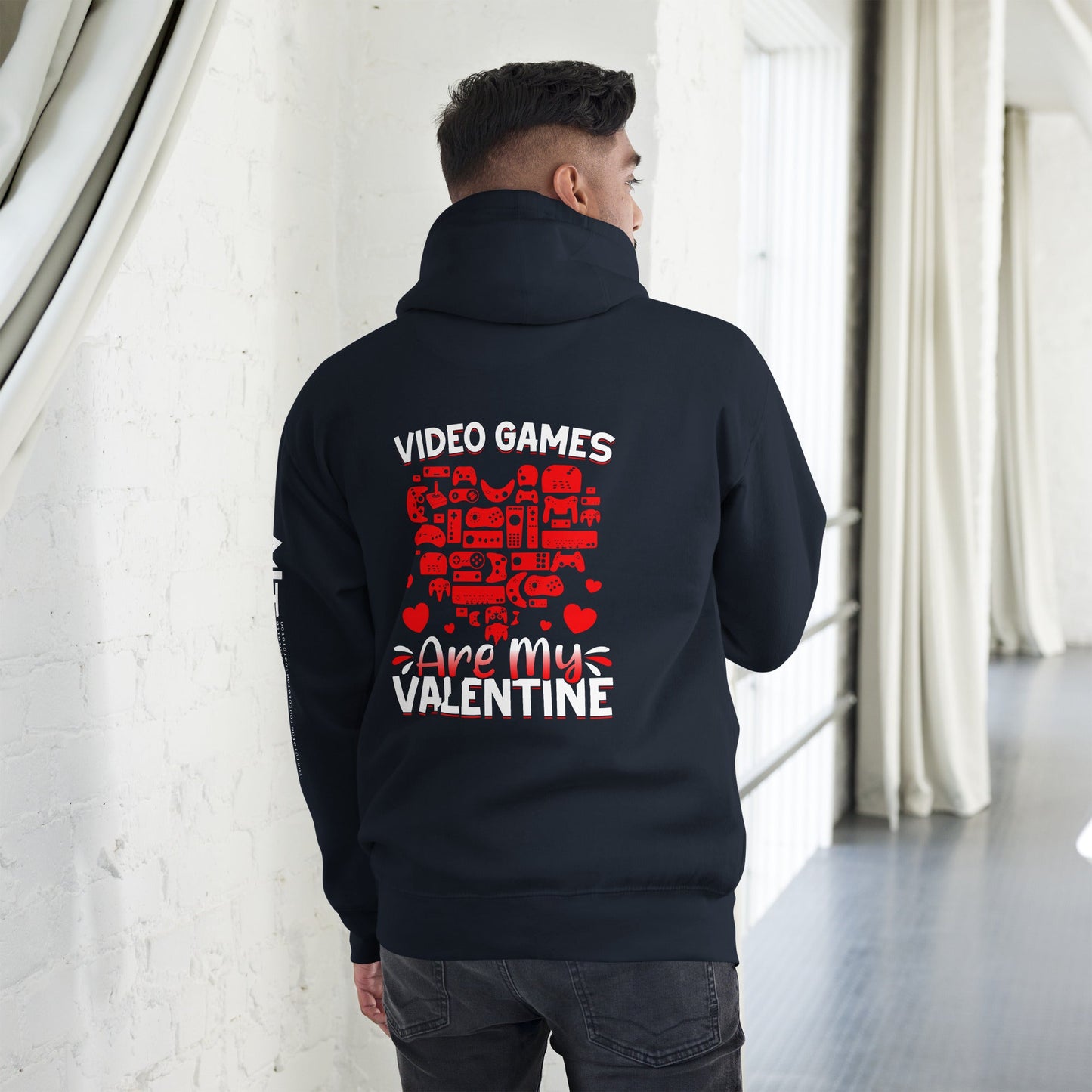 Video games are my valentine Unisex Hoodie ( Back Print ) by DarkByteGear