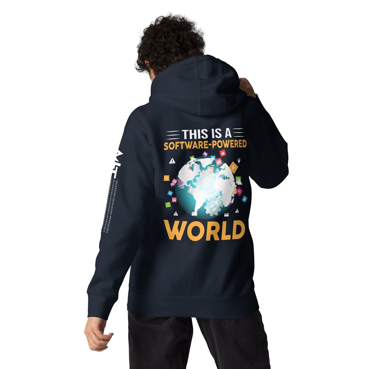 This is a Software Powered World Unisex Hoodie ( Back Print ) by DarkByteGear