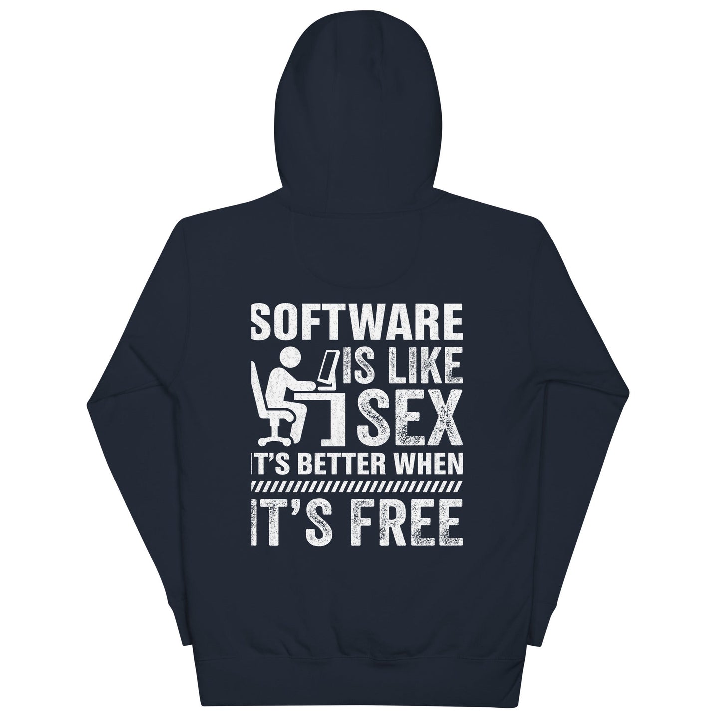 Software is Like Sex - Unisex Hoodie ( Back Print ) by DarkByteGear