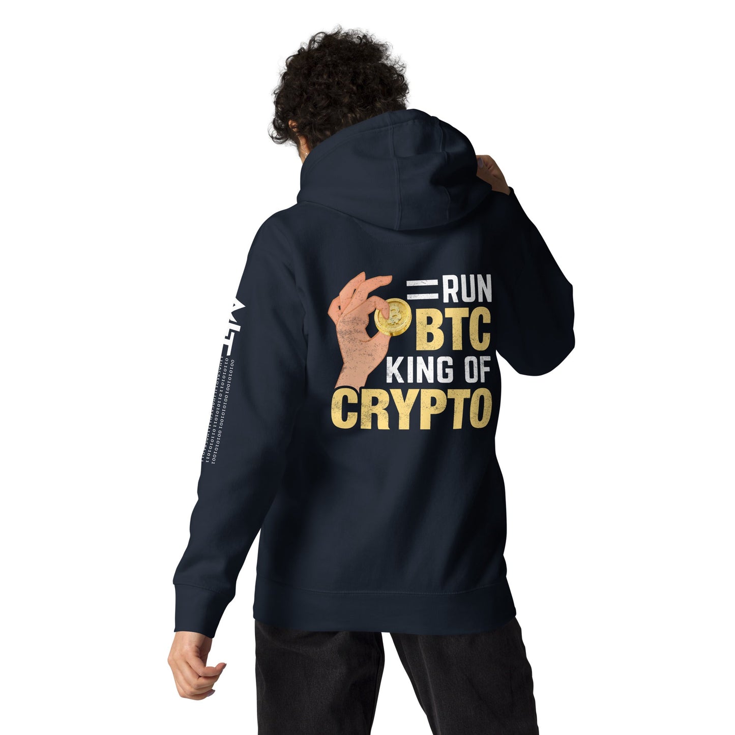 = Run BTC King of BitCoin - Unisex Hoodie ( Back Print ) by DarkByteGear