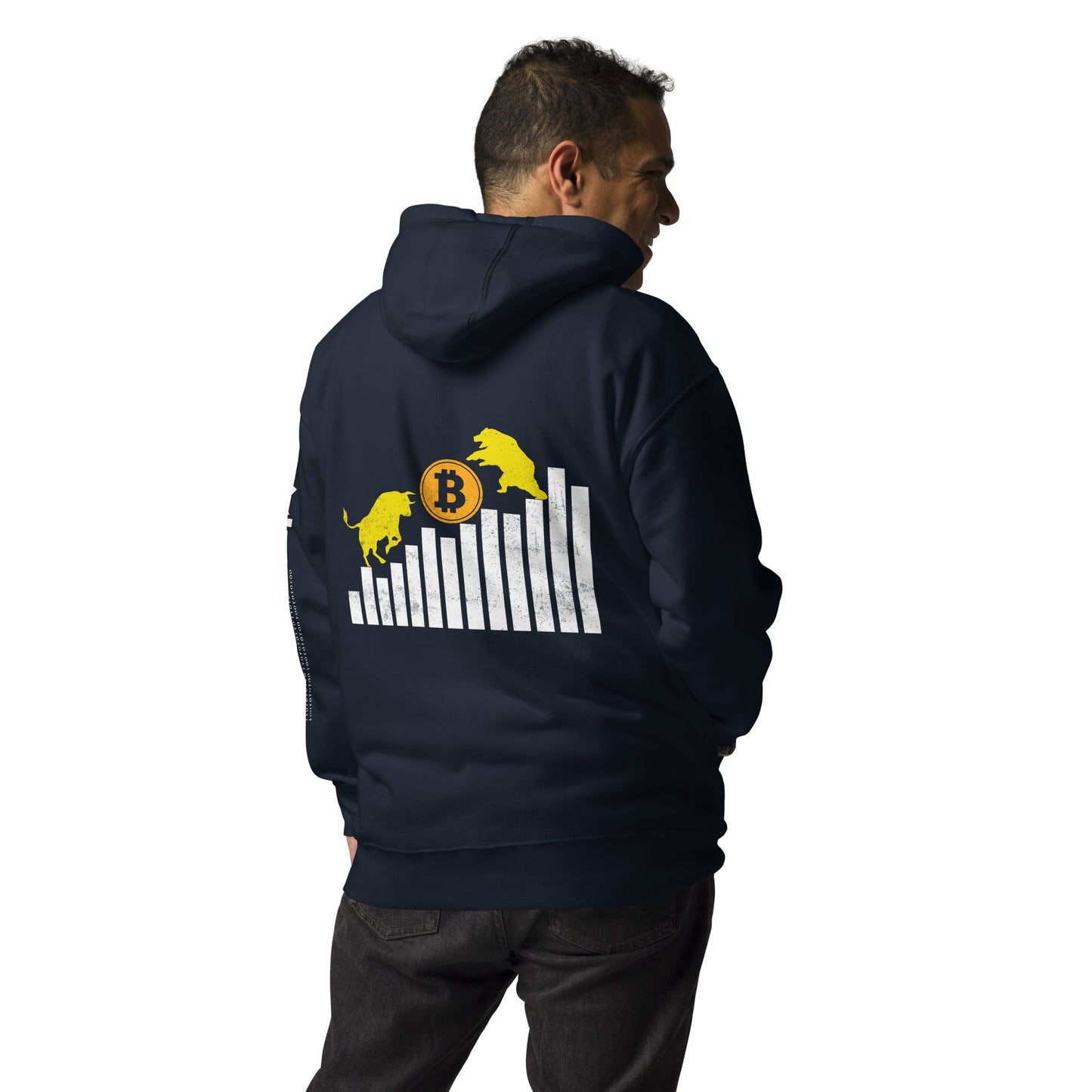 Bull Bear Bitcoin Statistic - Unisex Hoodie ( Back Print ) by DarkByteGear