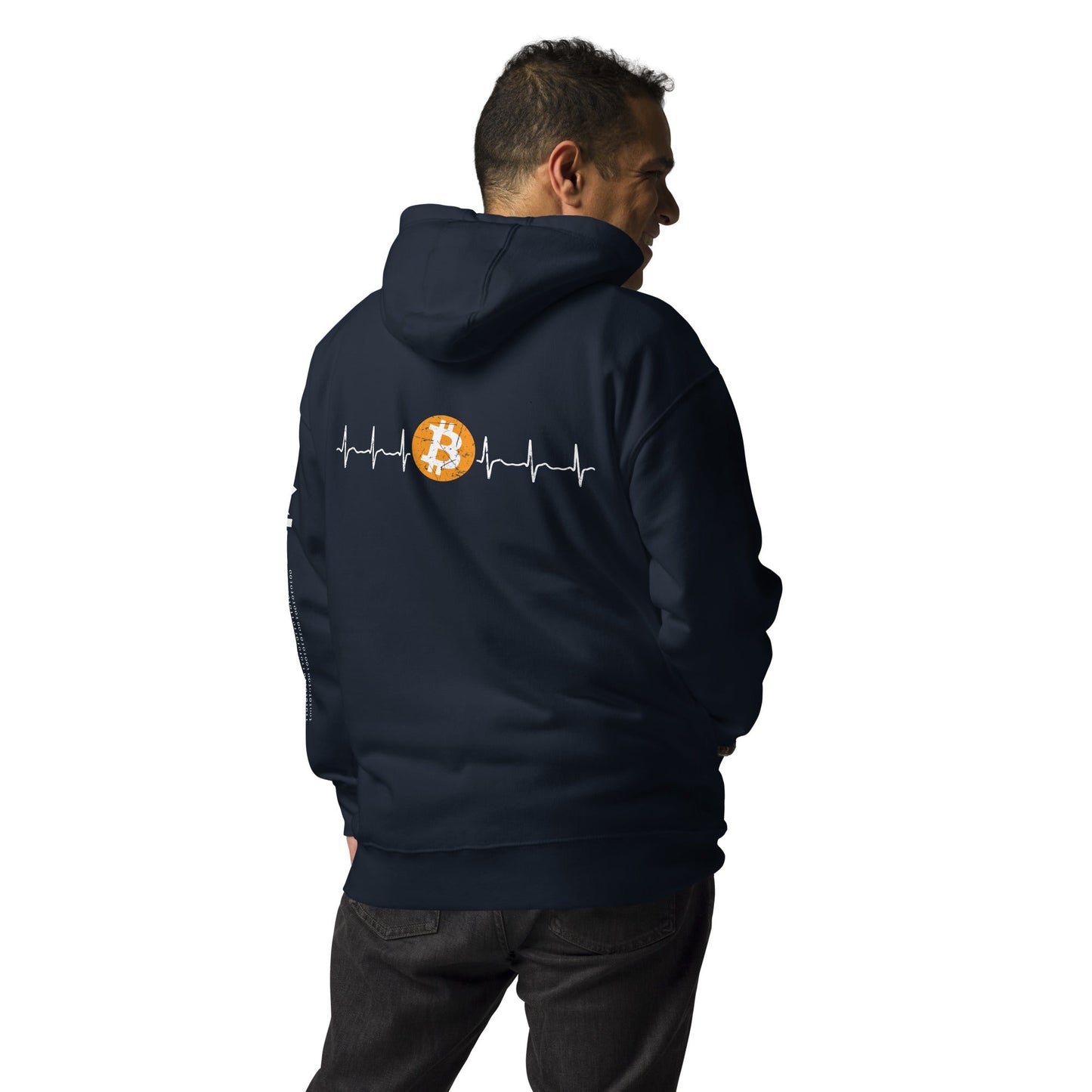Bitcoin Heartbeat - Unisex Hoodie ( Back Print ) by DarkByteGear