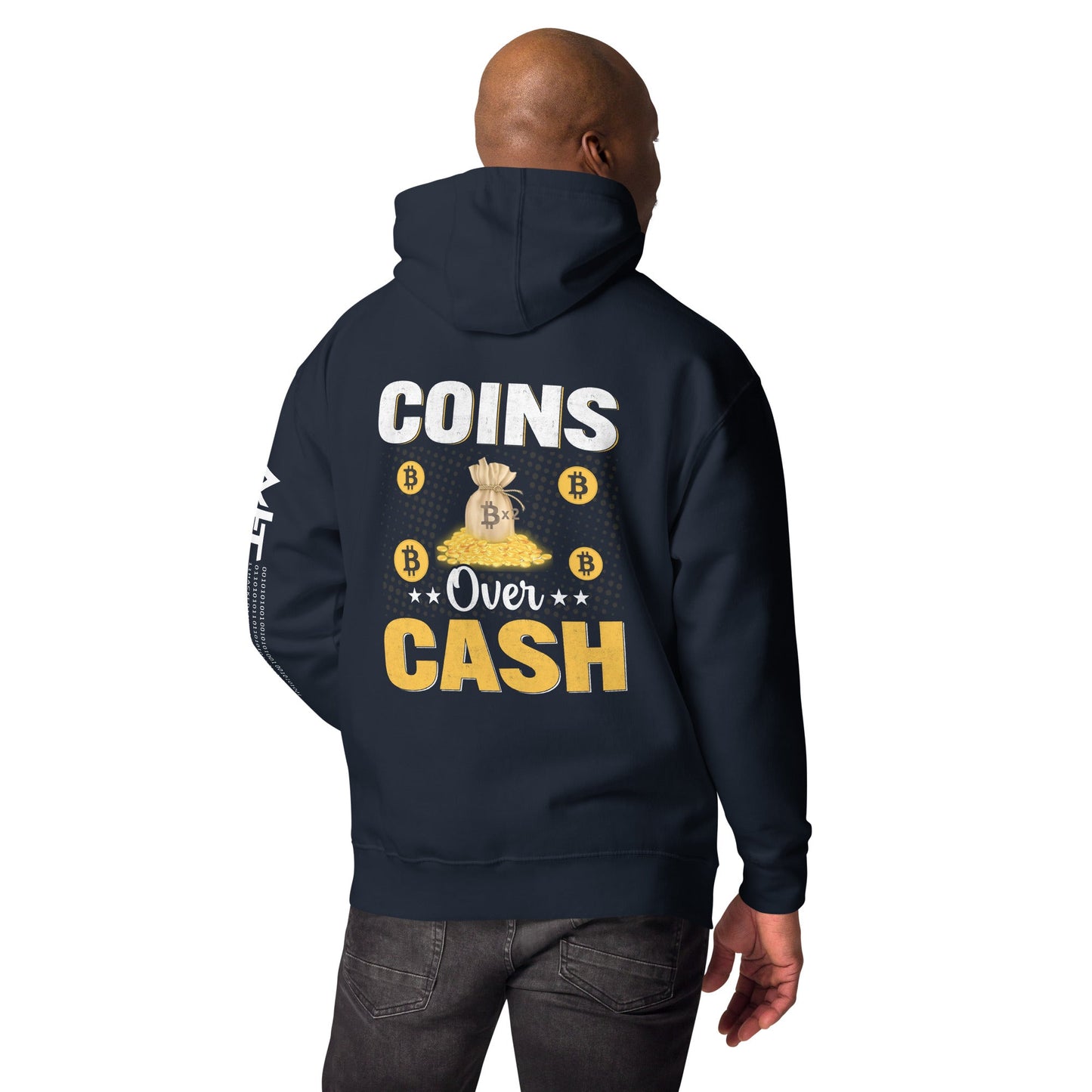 Coins over Cash Unisex Hoodie ( Back Print ) by DarkByteGear