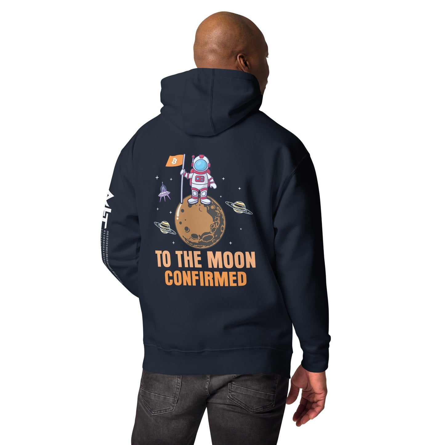 To The Moon Confirmed Unisex Hoodie (back print) by DarkByteGear