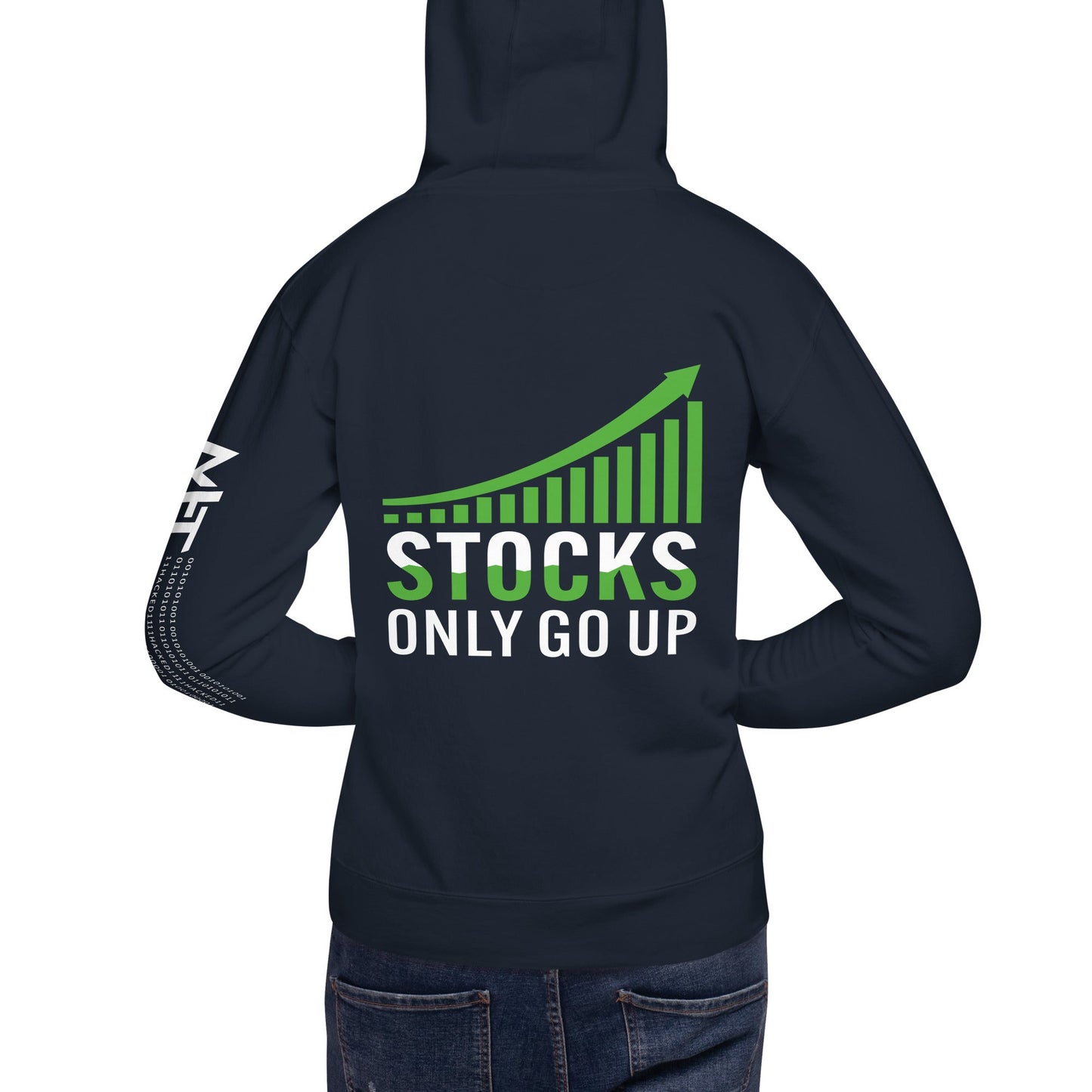 Stocks only Go up - Unisex Hoodie ( Back Print ) by DarkByteGear