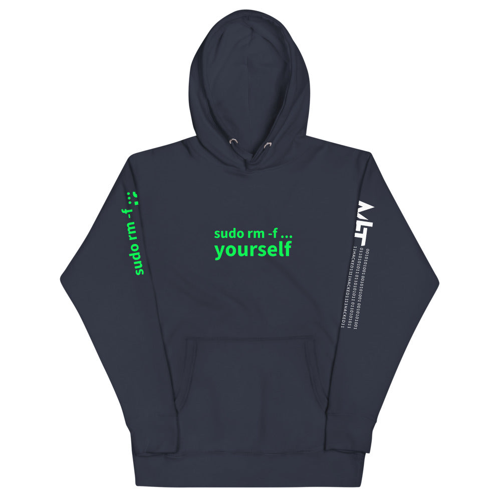 Sudo rm -f yourself - Unisex Hoodie by DarkByteGear