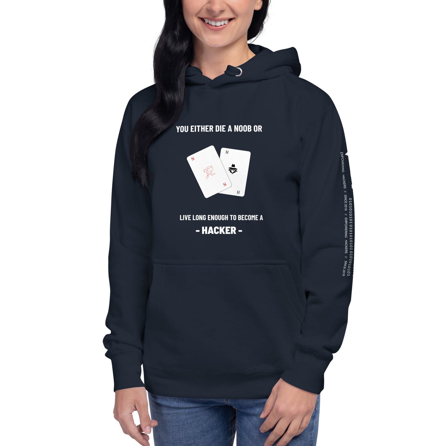 You either die a noob or live long enough to become a hacker - Unisex Hoodie by DarkByteGear