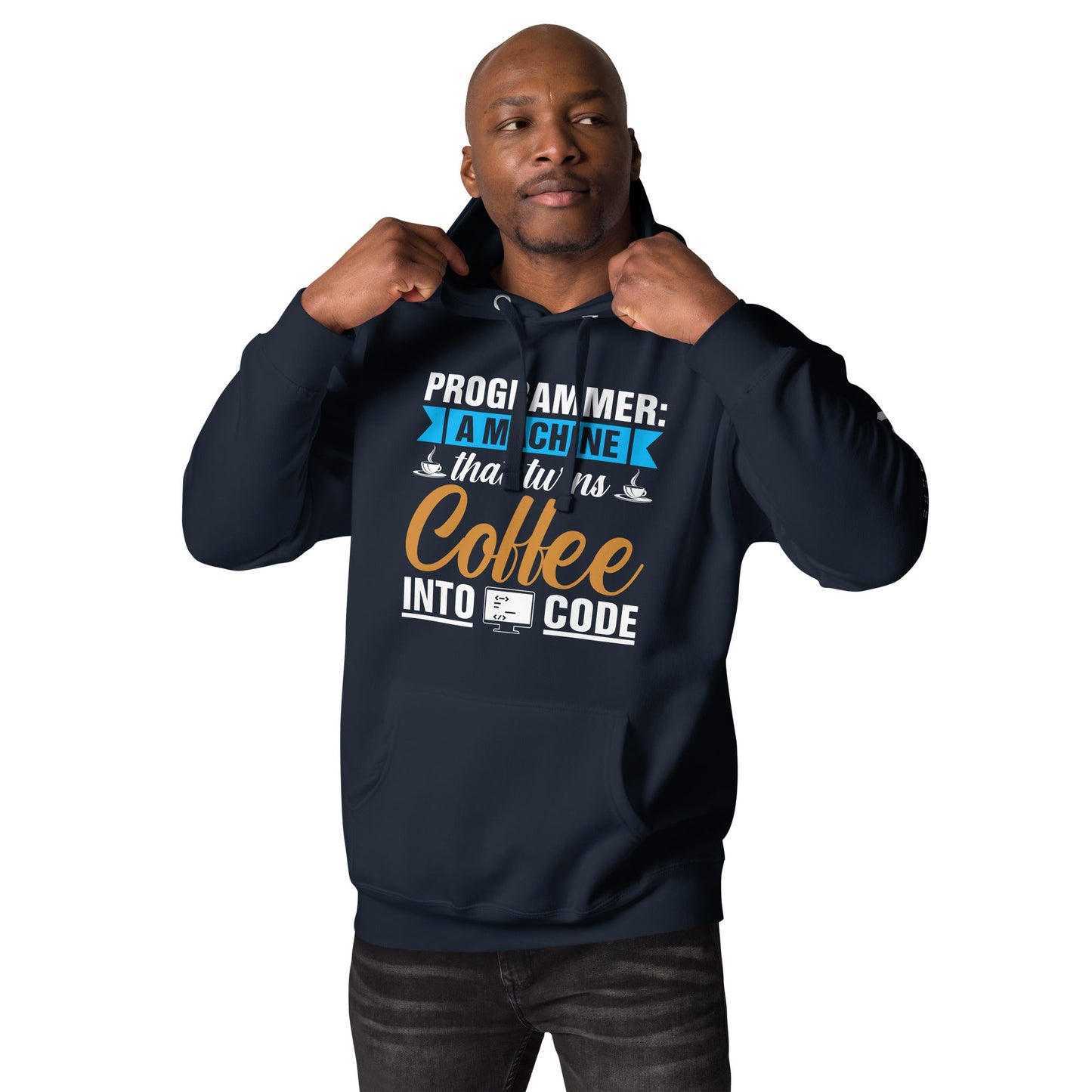 Programmer: a machine that turns coffee into code Unisex Hoodie by DarkByteGear