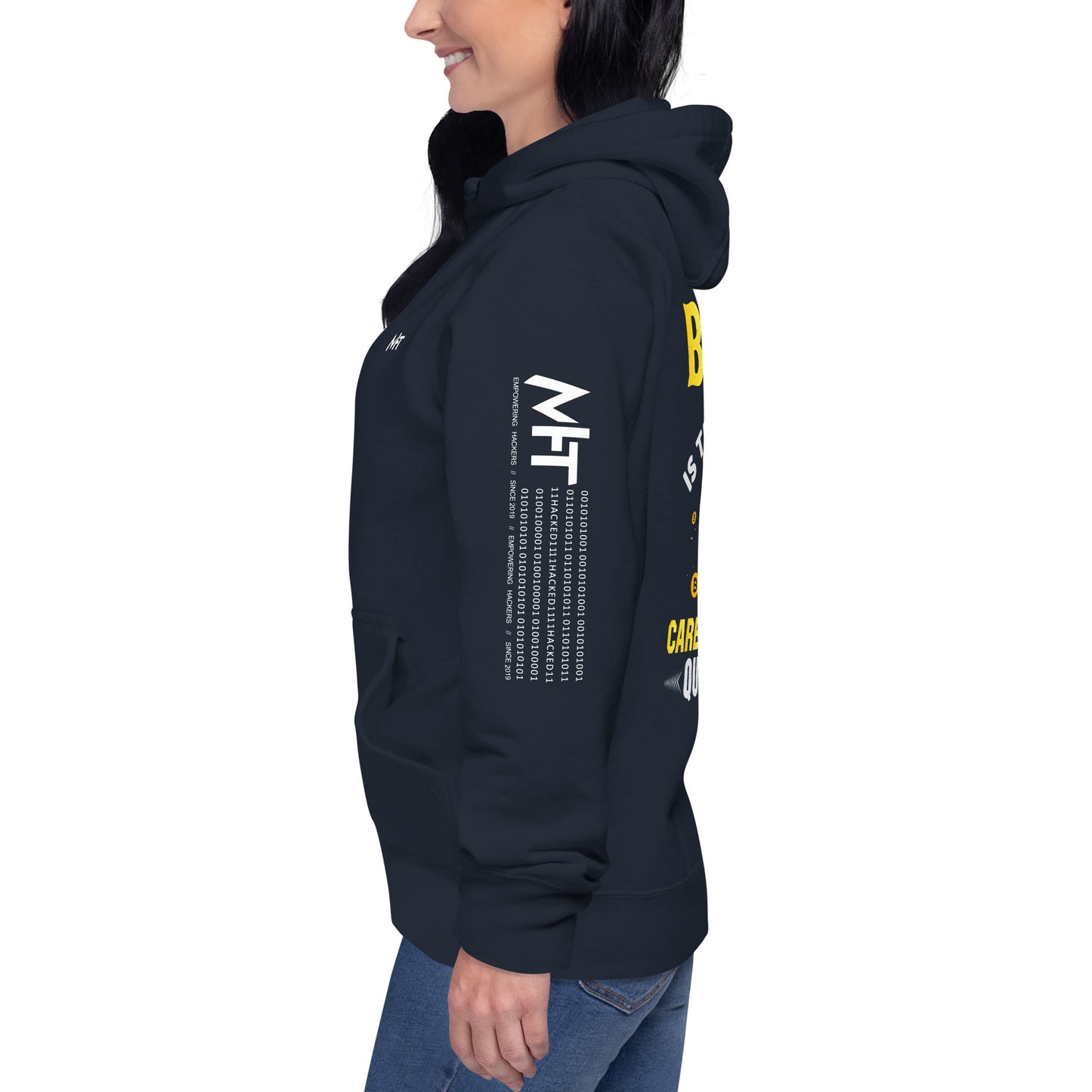 Bitcoin is the Answer! Who Cares what the question is? - Unisex Hoodie ( Back Print ) by DarkByteGear