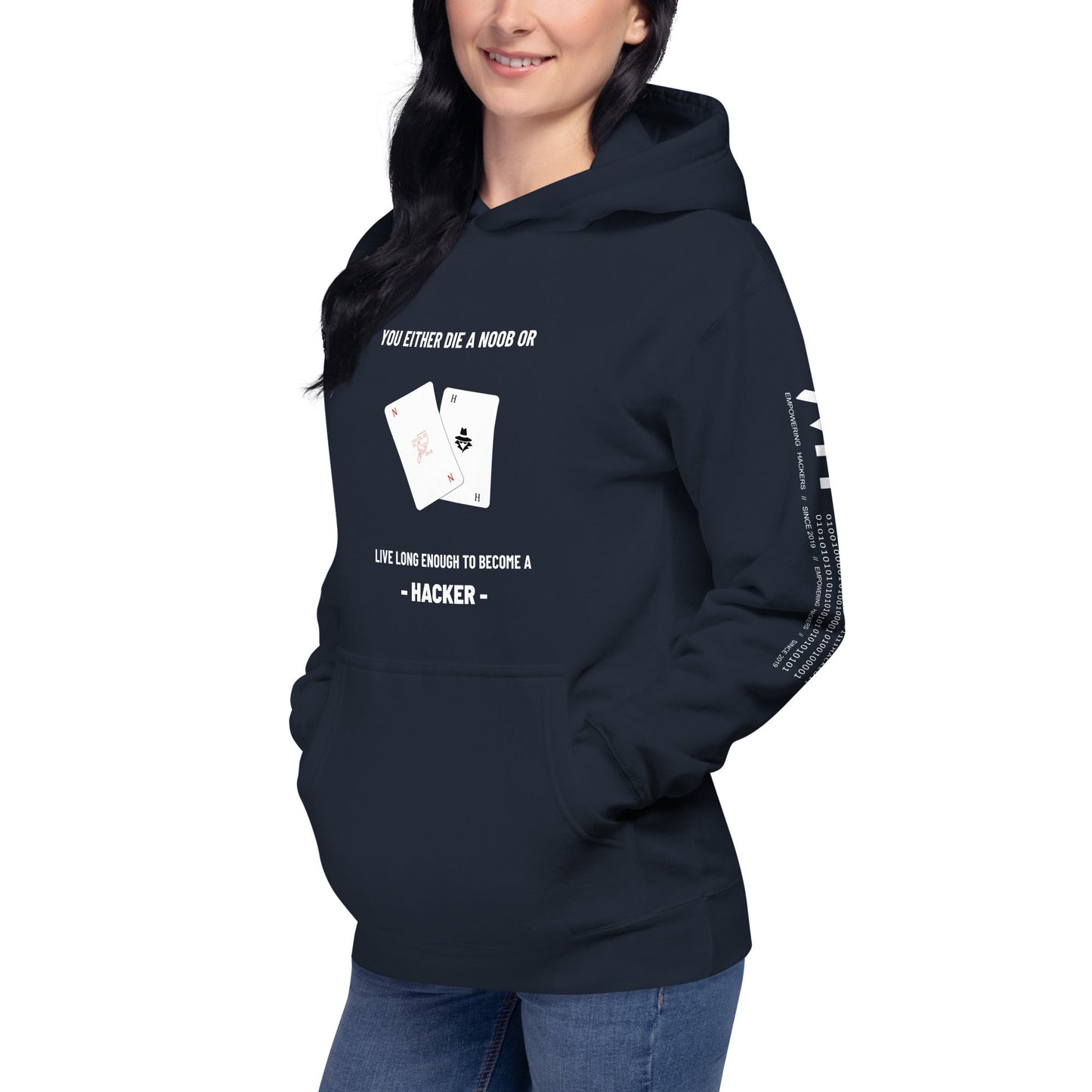 You either die a noob or live long enough to become a hacker - Unisex Hoodie by DarkByteGear