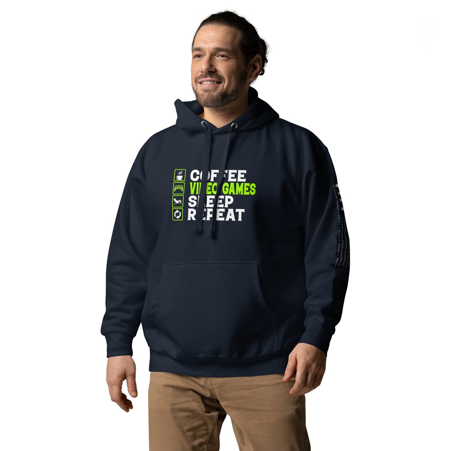 Coffee, Video Games, Sleep, Repeat Unisex Hoodie by DarkByteGear
