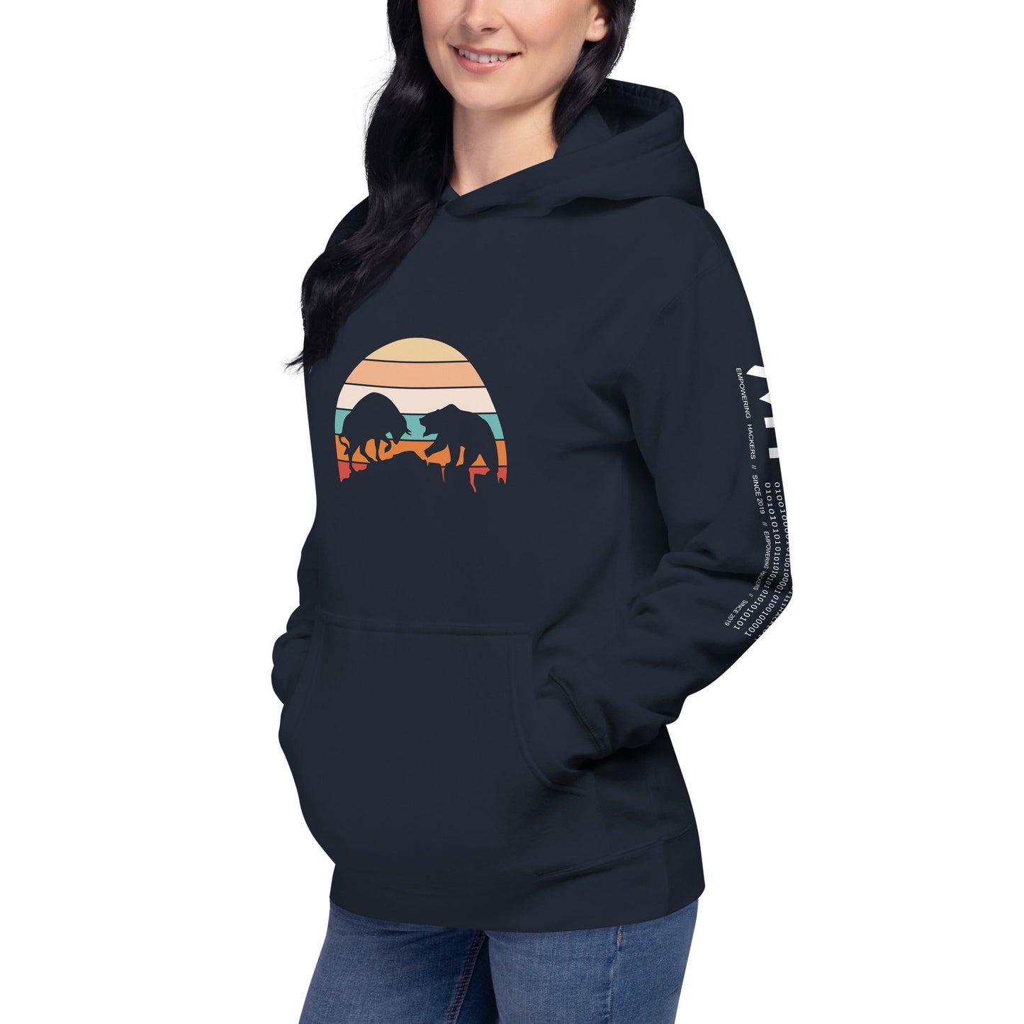Bull Bear Fight in Sunset - Unisex Hoodie by DarkByteGear