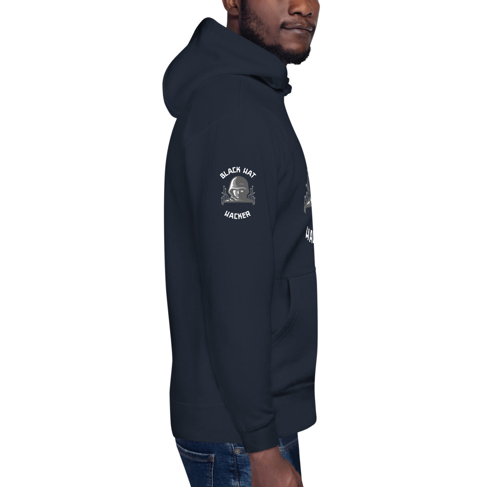 Black Hat Hacker - Unisex Hoodie (back print ) by DarkByteGear