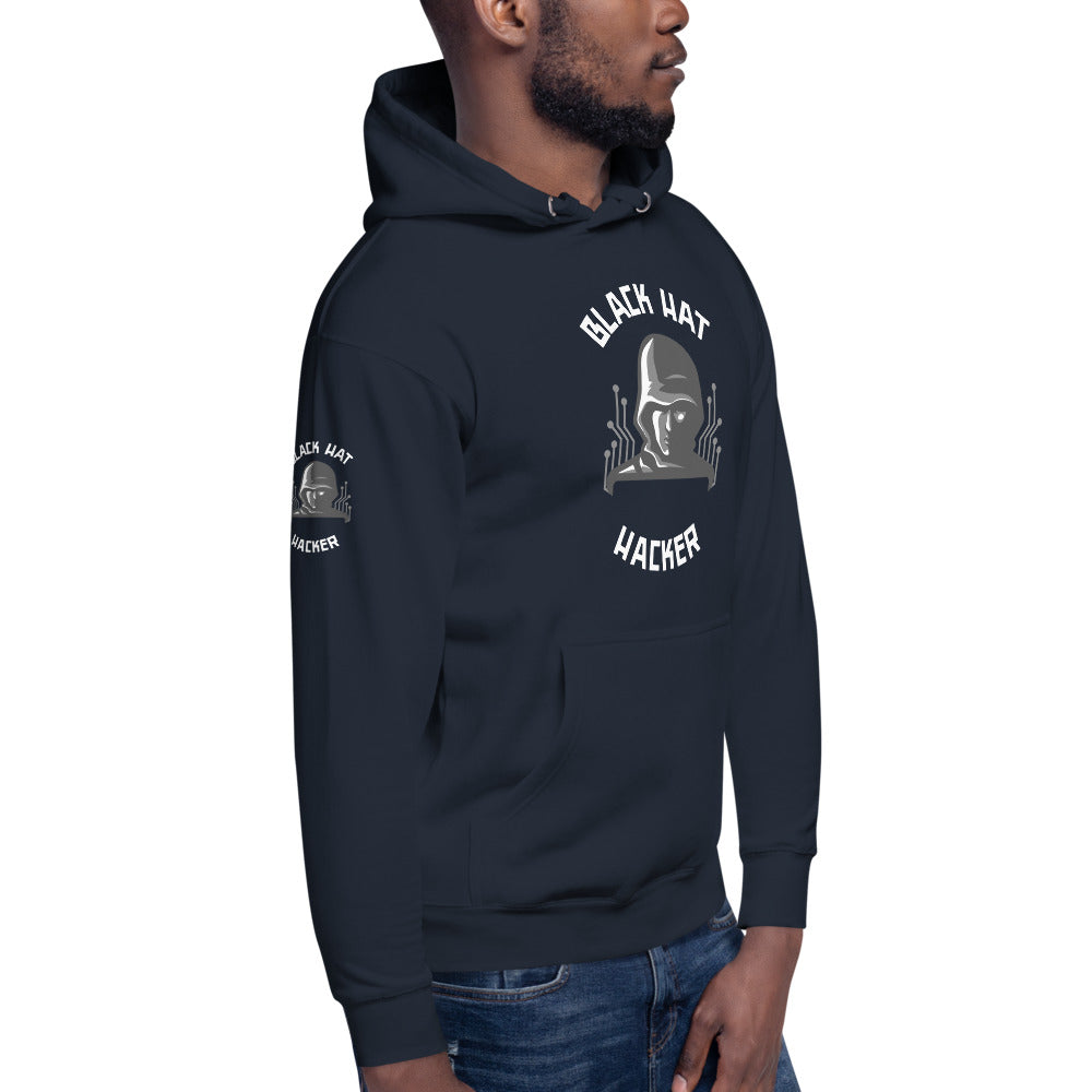 Black Hat Hacker - Unisex Hoodie (back print ) by DarkByteGear