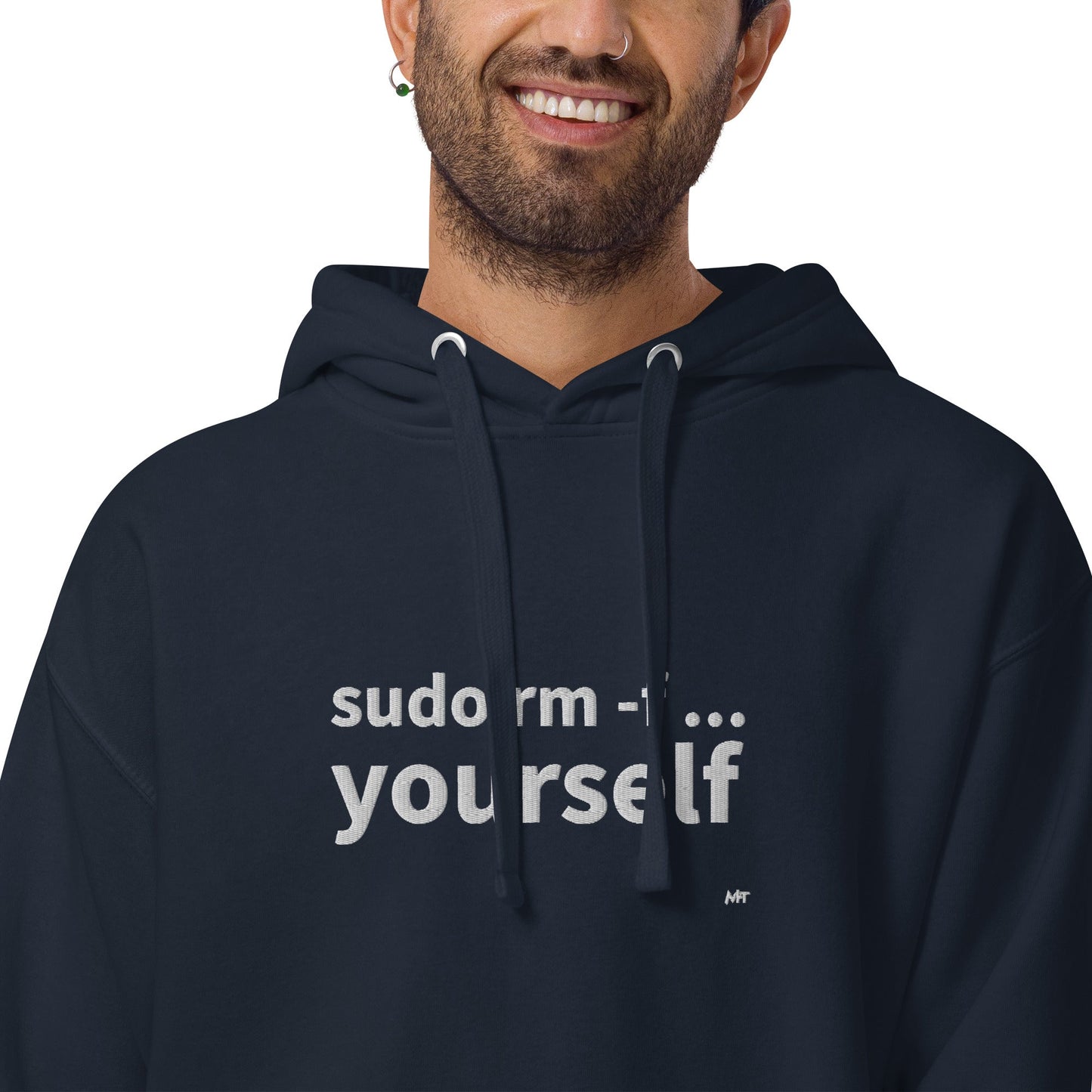 Sudo rm -f yourself - Unisex Hoodie (embroidered) by DarkByteGear