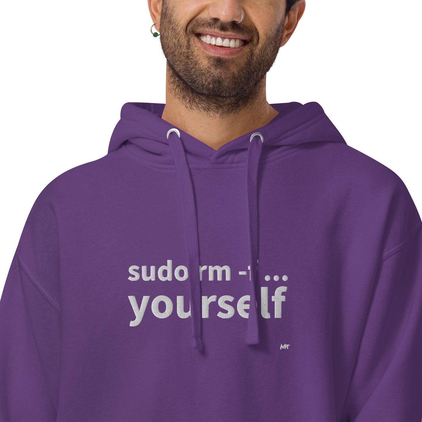 Sudo rm -f yourself - Unisex Hoodie (embroidered) by DarkByteGear