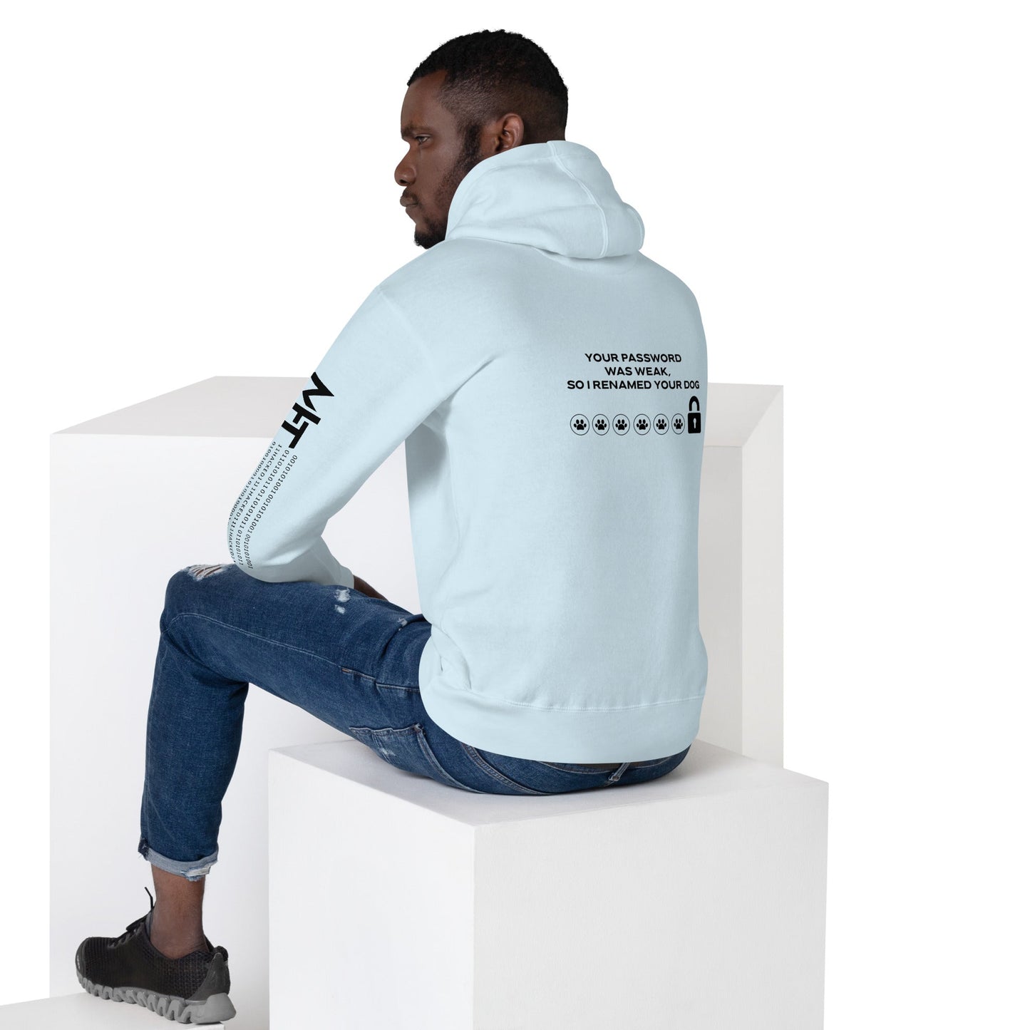 Your Password was Weak, So I Renamed Your Dog in Dark Text - Unisex Hoodie ( Back Print ) by DarkByteGear