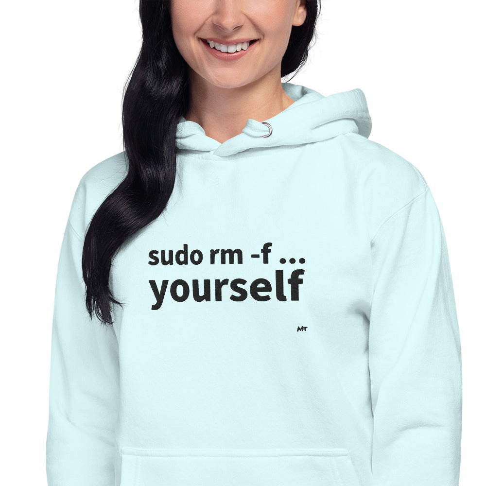 Sudo rm -f yourself - Unisex Hoodie (embroidered) by DarkByteGear