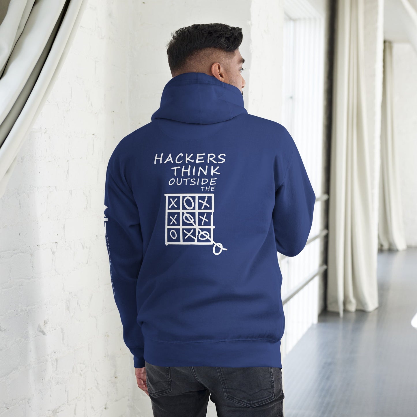 Hackers think outside the box - Unisex Hoodie (back print) by DarkByteGear