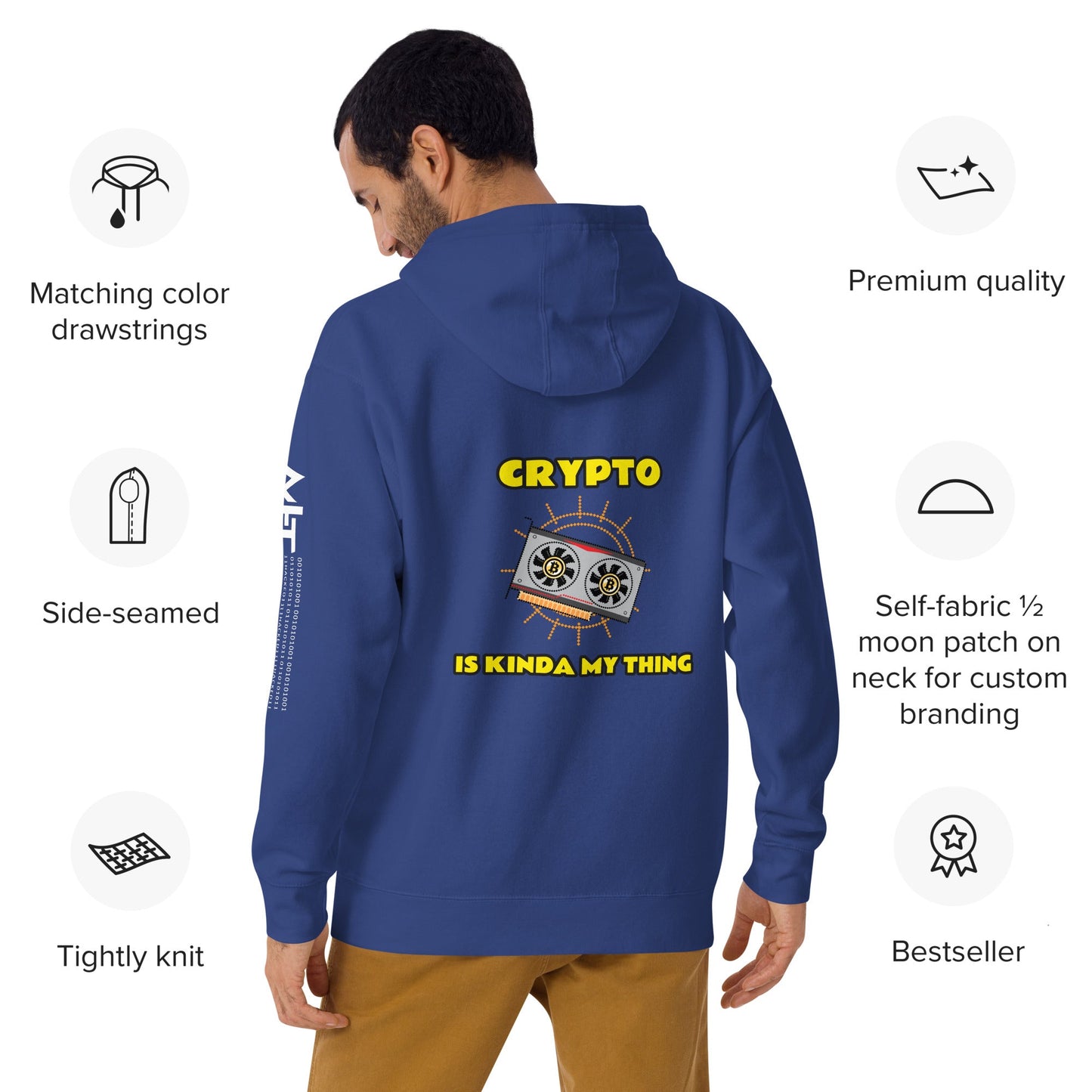 Crypto is Kinda My Thing V3 Unisex Hoodie (Back Print) by DarkByteGear