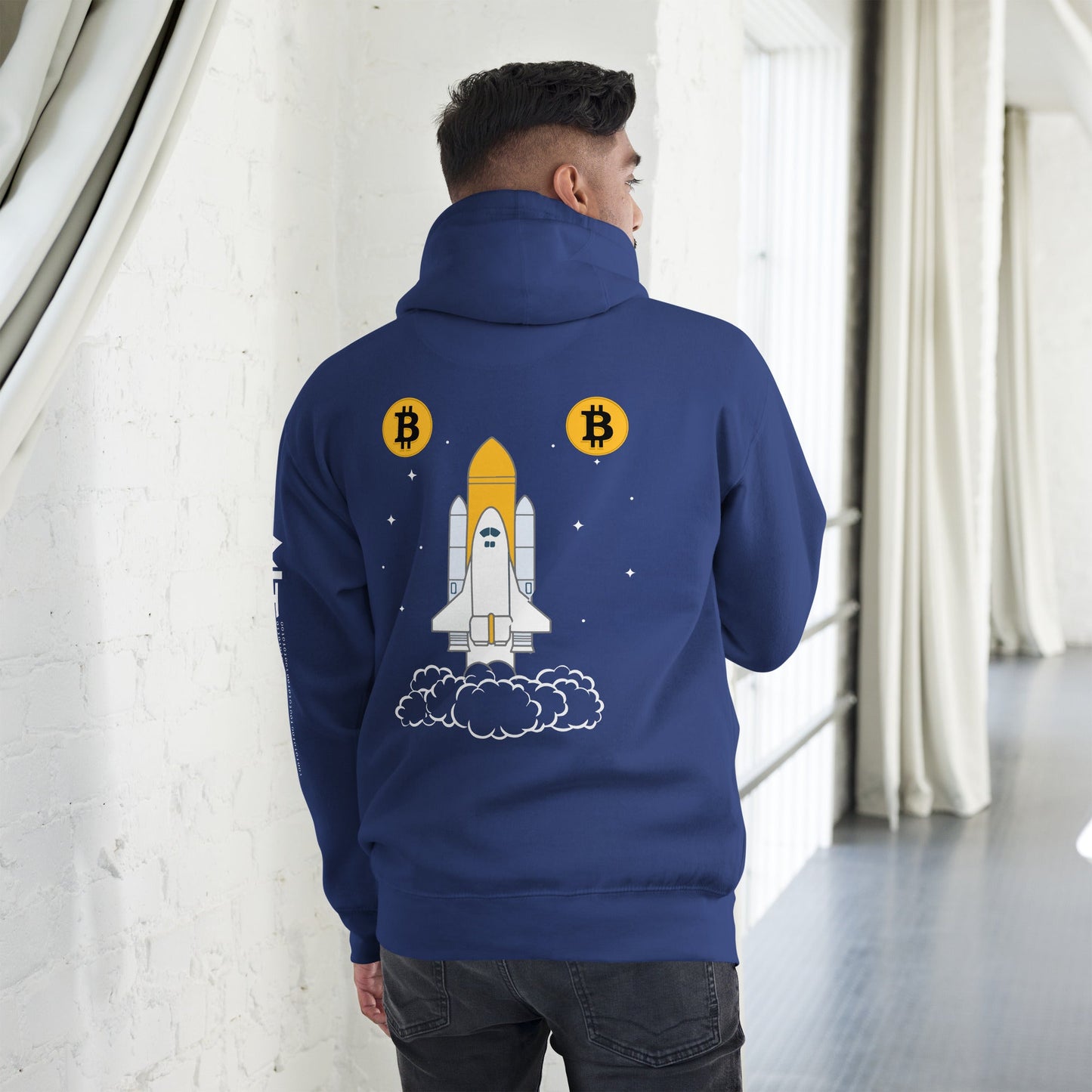 Bitcoin Mobile Unisex Hoodie ( Back Print ) by DarkByteGear
