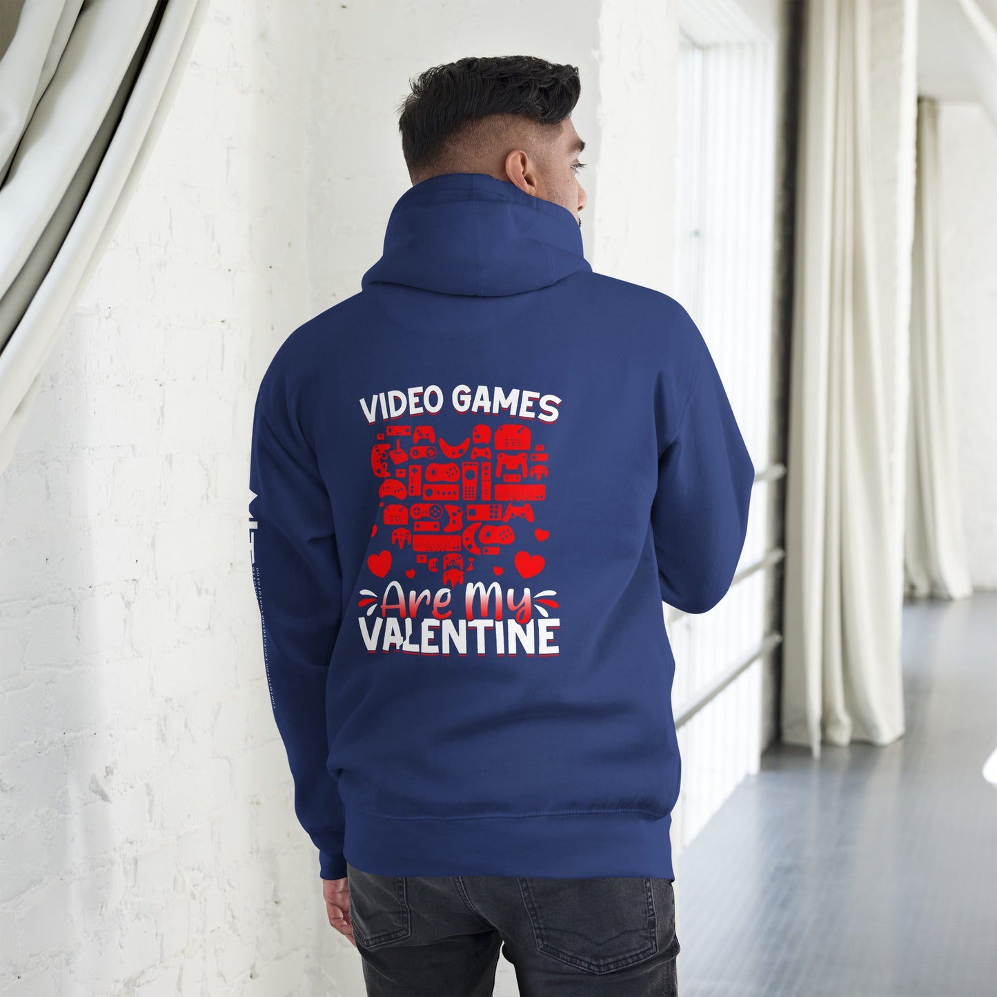 Video games are my valentine Unisex Hoodie ( Back Print ) by DarkByteGear