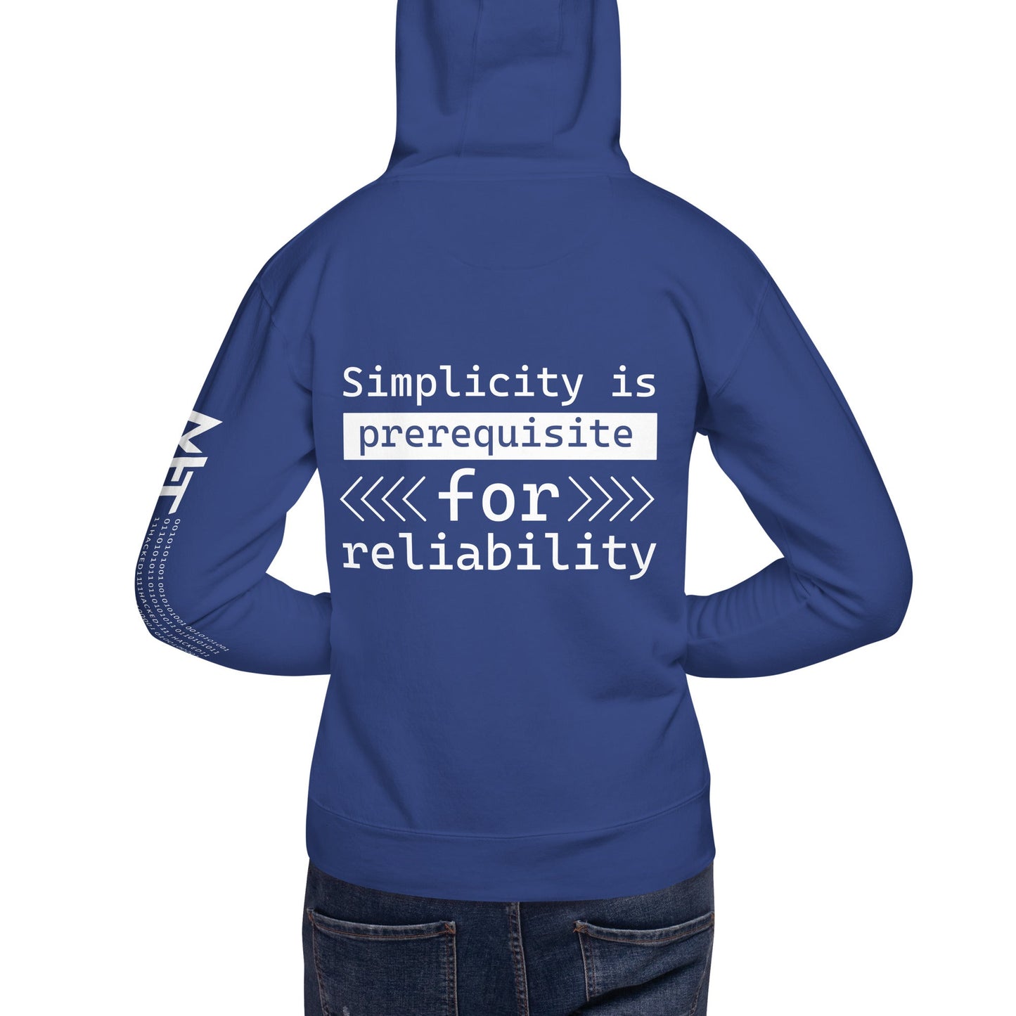 Simplicity is the prerequisite for reliability - Unisex Hoodie ( Back Print ) by DarkByteGear