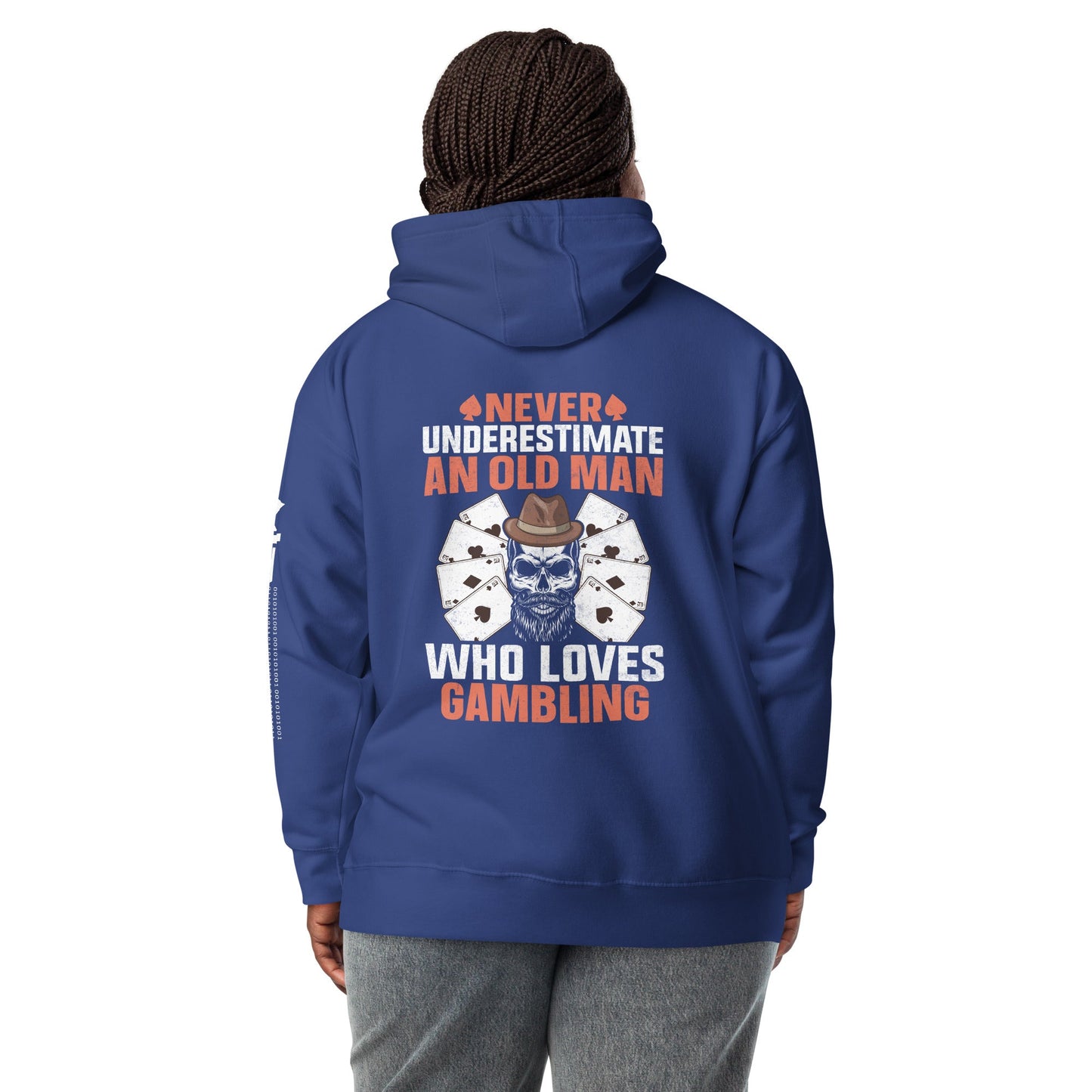 Never Underestimate an old man who Loves gambling - Unisex Hoodie ( Back Print ) by DarkByteGear