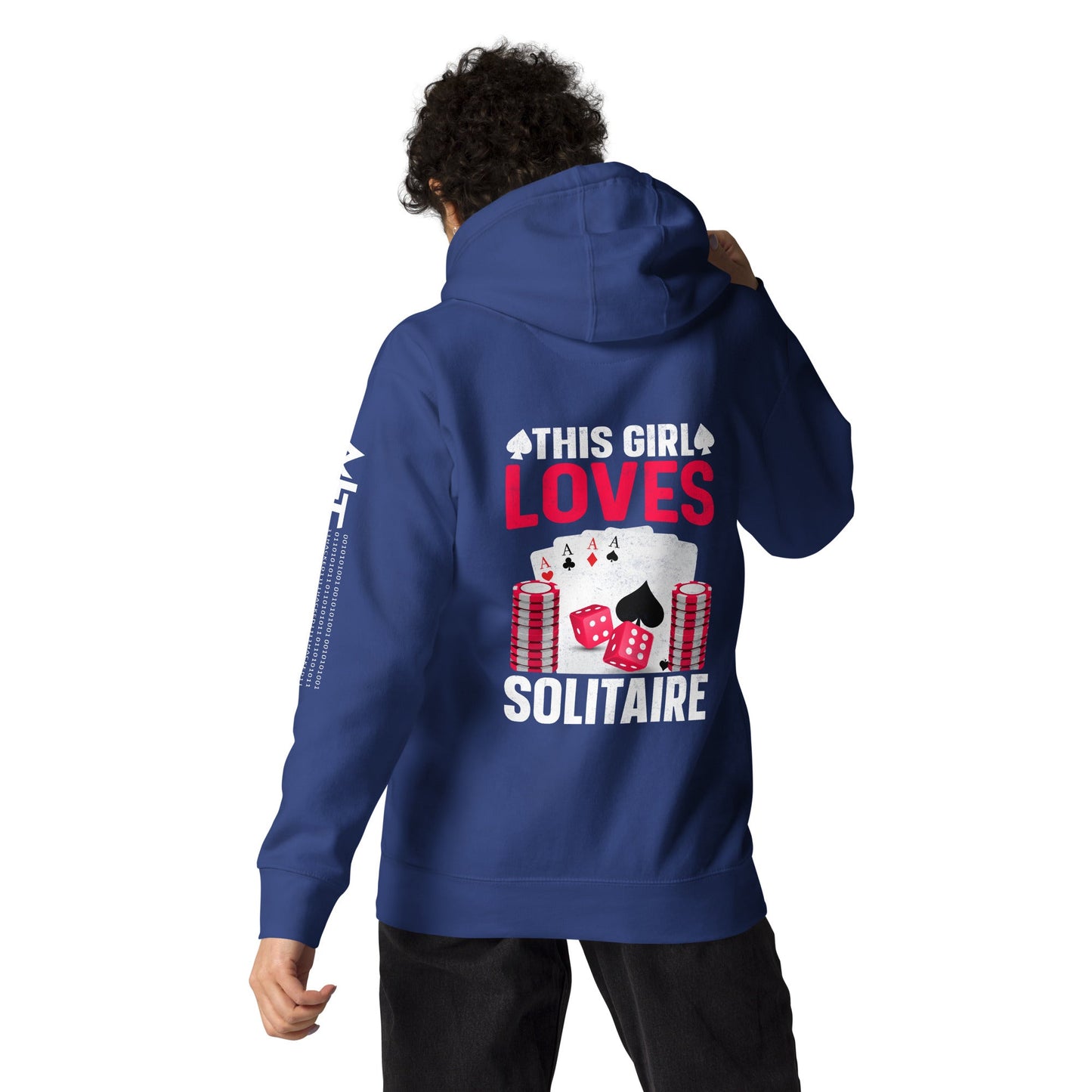 This Girl Loves Solitaire - Unisex Hoodie ( Back Print ) by DarkByteGear