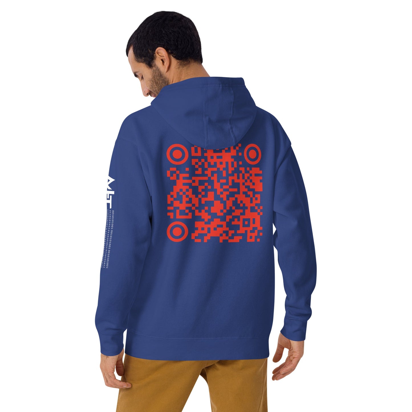 Who's the New Kid, Hacker, Developer, Gamer, Crypto King V1 - Unisex Hoodie Personalized QR Code by DarkByteGear