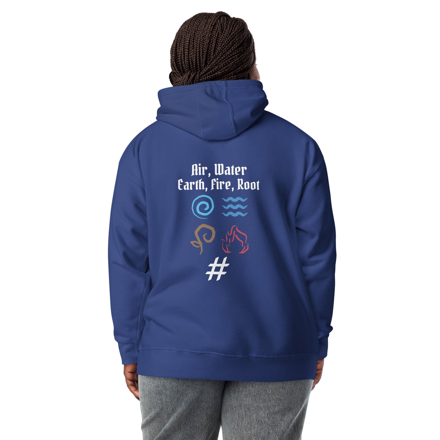 Air, Water, Earth, Fire, Root - Unisex Hoodie ( Back Print ) by DarkByteGear